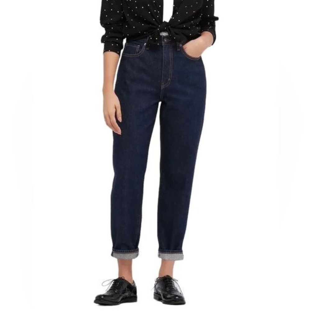 Uniqlo Mom Jeans Women’s Hi-Rise Straight Leg Baggy Stretch Size 29